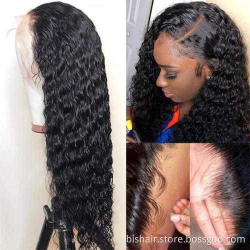 30" Deep Wave Front Lace Wig Curly Real Human Hair Wig Real Human Hair Lace Front Wig 180% Density Suitable for Women Offer